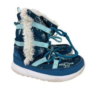 Nike Roshe One Hi Winter Boots Girls Size 9 Blue Snowflake Pattern Faux Fur Line